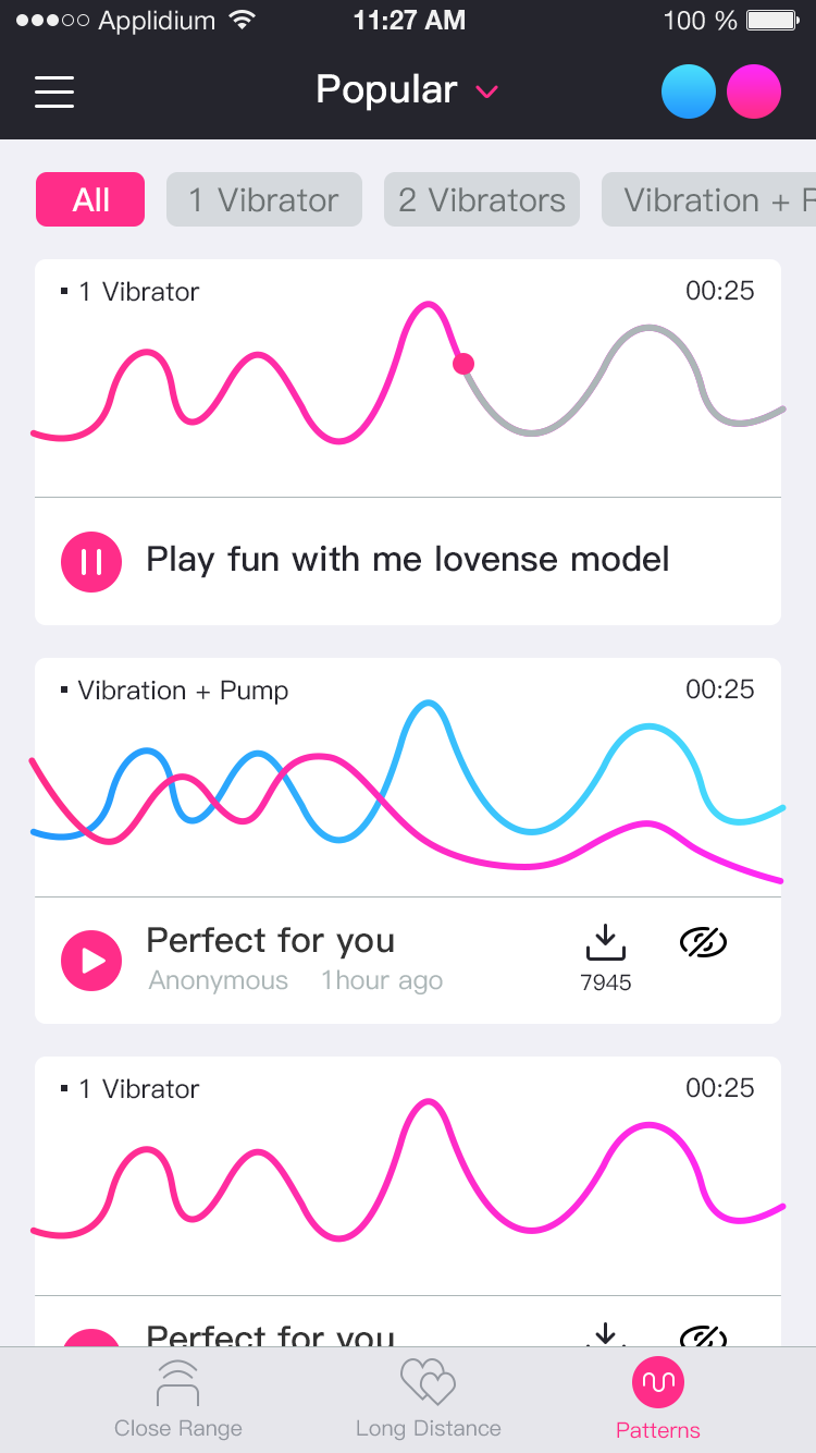 Lovense Remote 앱 스크린샷 create unlimited patterns.